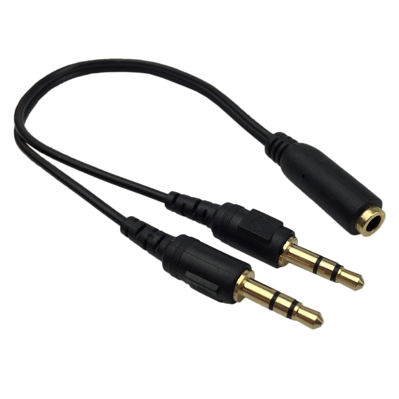 (image for) 3.5MM AUX AUDIO MIC SPLITTER CABLE HEADPHONE FEMALE TO 2 MALE