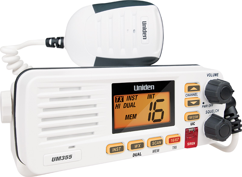 (image for) UNIDEN UM355VHF MARINE RADIO SPLASHPROOF IN-BOAT RUGGED WHITE