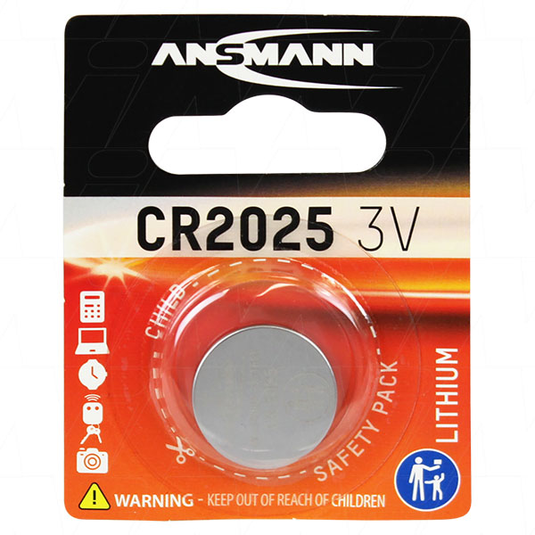 (image for) LITHIUM COIN CELL BUTTON BATTERY CR2025 CARD OF 5