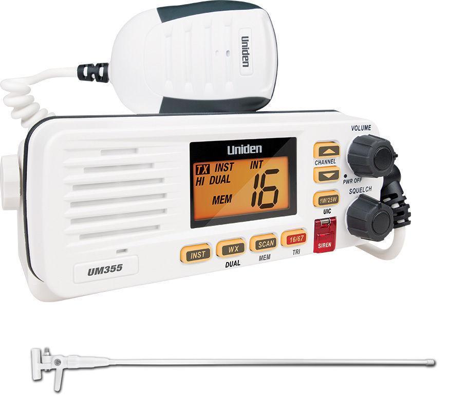 (image for) UNIDEN UM355VHF MARINE RADIO+AXIS VHF MFV3 1.1M WHITE ANTENNA